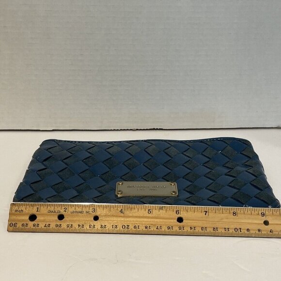 VTG Michael Kors Woven Clutch Shoulder Crossbody Bag Convertible Suede Leather - Picture 11 of 12